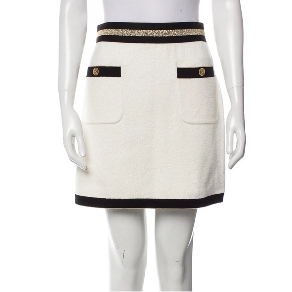 CHANEL White and Black Mini Skirt 40 - Picture 1 of 10